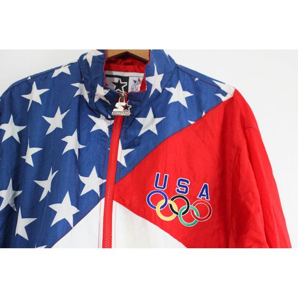 Vintage USA Olympic Flag Starter Zip Light Jacket - Picture 2 of 6